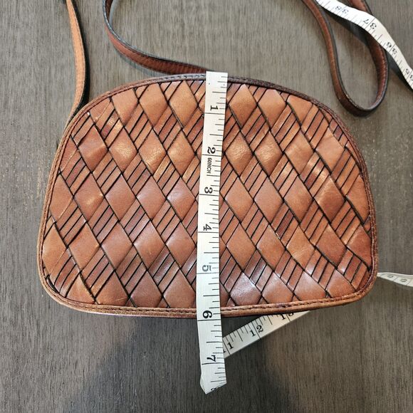 Etienne Aigner Woven Leather Bucket Crossbody Bag Brown Vintage 90s Boho Rare - Picture 9 of 10